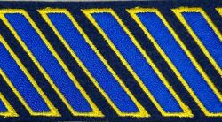 Uniform Hash Marks for Years of Service - ROYAL BLUE Trimmed by MEDIUM GOLD on BLACK.